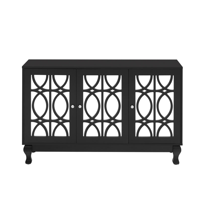 Modern Mirrored TV Stand, 3 Adjustable Shelves For Living Room