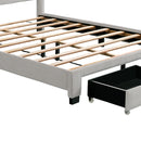 CORDUROY VELVET QUEEN FOOTBOARD DRAWER STORAGE UPHOLSTERED WINGBACK BED NO BOX SPRING REQUIRE GRAY