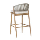 Outdoor Bar Height Metal Frame Counter Stools With Scallop Shaped Backrest & Water Resistant Cushions