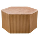 Hexagon Coffee Table With Fluted Design - Natural