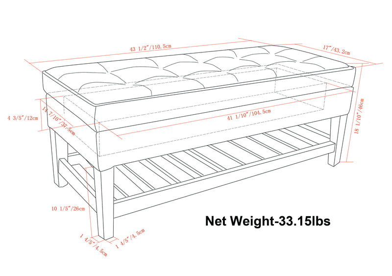 Cosmopolitan - Storage Ottoman Bench With Open Bottom - Tanners Brown