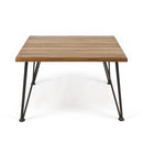 Outdoor Coffee Table With Slat Top And Metal Legs - Teak