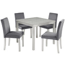 5 Pieces Wooden Dining Table Set, Square Table And 4 Upholstered Chairs