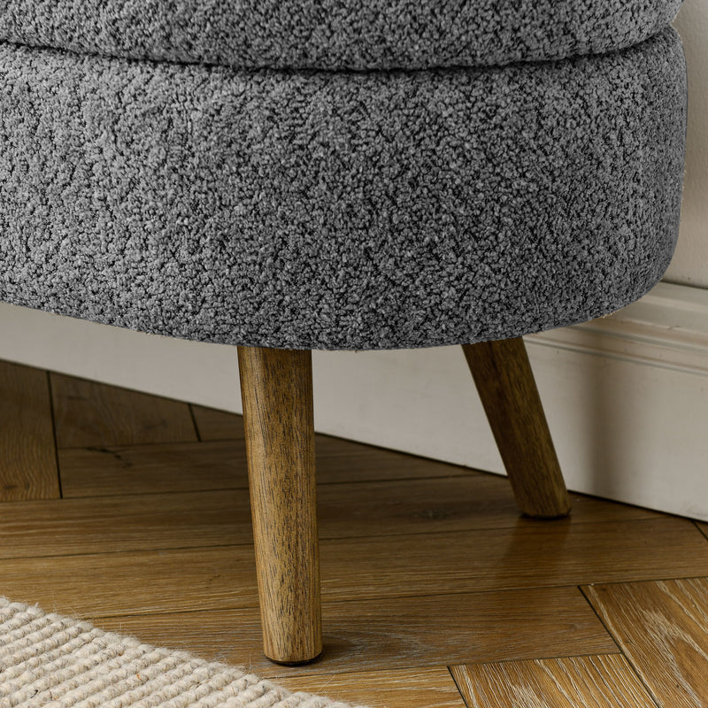 Ottoman Oval Storage Bench With Rubber Wood Legs
