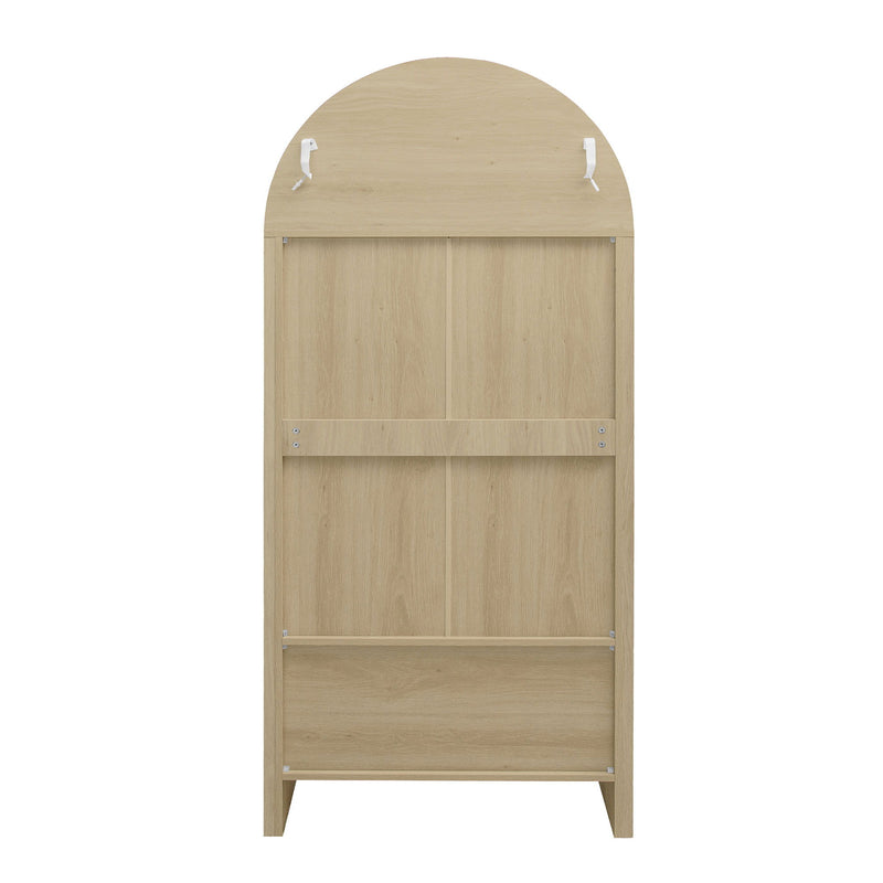 Tall Arched Kitchen Pantry, Modern Farmhouse Wood Kitchen Storage Cabinets, Arched Storage Display Cabinet With Adjustable Shelves, Versatile Cupboard For Kitchen, Dining Room, Living Room - Natural