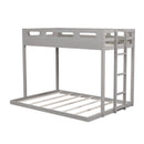 Twin over Full Bunk Bed with Built-in Ladder,Gray