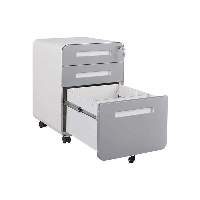 3 Drawer Mobile File Cabinet Under Desk Office, Simple Style Versatile Storage Cabinet For Legal / Letter / A4 Files, 5 Wheel Design Anti-Tilting Cold Rolled Steel Waterproof Moisture-Proof