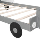 Twin Size Car-Shaped Platform Bed,Twin Bed with Storage Shelf for Bedroom,Gray