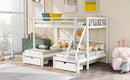 Full Over Twin & Twin Bunk Bed, Wood Triple Bunk Bed with Drawers and Guardrails, White (OLD SKU: LP000143AAK)