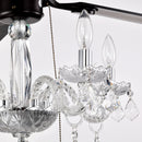 52" Crystal Shade Ceiling Fan Lamp, 3 Speed, 4 Timing, 5 Reversible Blades Crystal Ceiling Fan, 5 Pieces X E12 (No Include Bulb), Hand Pull Chain - Matte Black