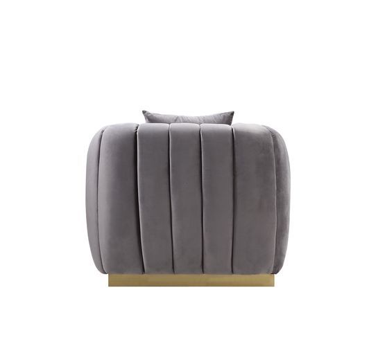 Elchanon - Chair - Gray Velvet & Gold Finish - 30"