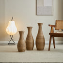 3 Piece Artificial Rattan Floor Vase Set Decorative Accent For Living Room, Hallway & Entryway, Ideal For Dried Or Silk Flower Arrangements - Beige