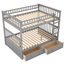 Full over Full Bunk Bed with Drawers, Convertible Beds, Gray(OLD SKU:SM000241AAE-1)