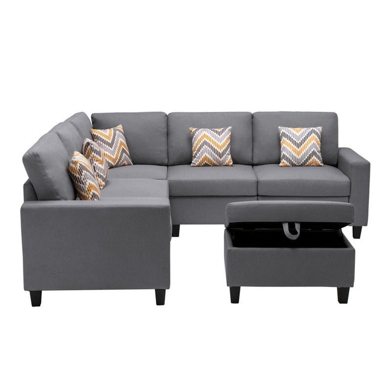 Nolan - Fabric 6 Piece Sectional Sofa With Pillows And Interchangeable Legs