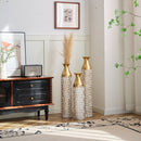 Mother's Day Gift Set Gilded White 3D Relief Flower Metal Vase Set - White / Gold