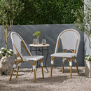 Outdoor Rattan And Aluminum French Bistro Chairs Set