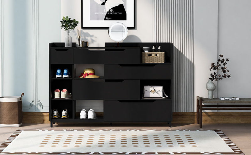 Shoe Storage Cabinet For Entryway With Drawers And Shelves, Modern Shoe Organizer Cabinet, Free Standing Shoe Rack For Hallway, Living Room