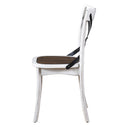 2 Pieces Set Dining Side Chair Rustic Modern Farmhouse Design Retro Design With Metal X Design - Antique Dark Oak / Antique White