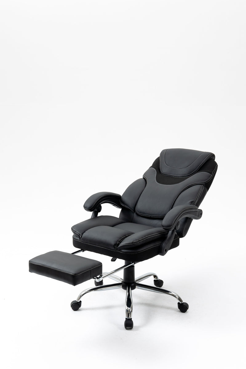 Massage Reclining Office Chair With Footrest, High Back Computer Chair Home Desk Ergonomic Executive Office Chair With Armrests, Adjustable Height - Black
