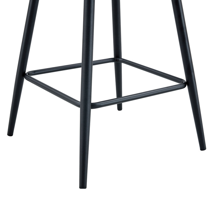 Modern Black Pu Bar Chair Rounded Backrest (Set of 2)