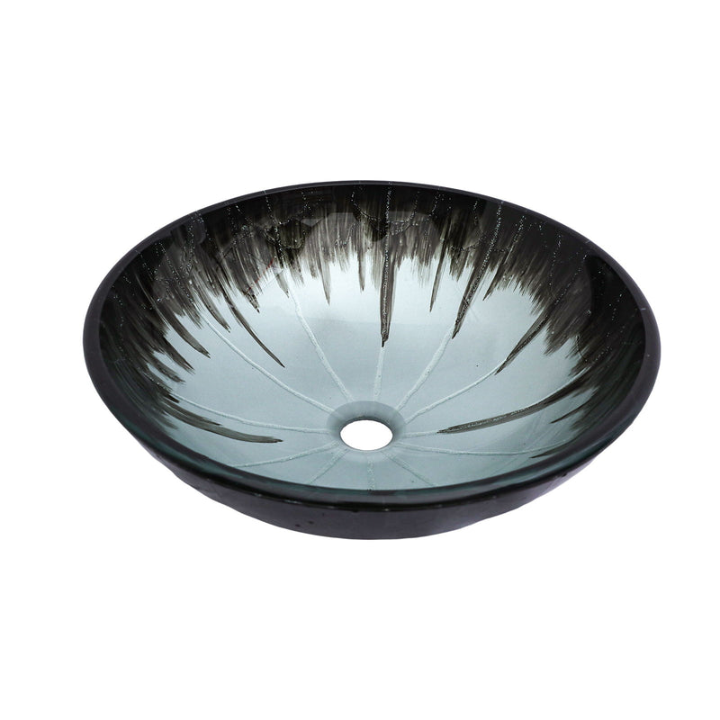 Crackle Vessel Sink With Pop Up Drain, Oval Bathroom Basin - Gray