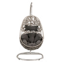 Sigar - Hanging Chair - Light Gray Fabric & Wicker