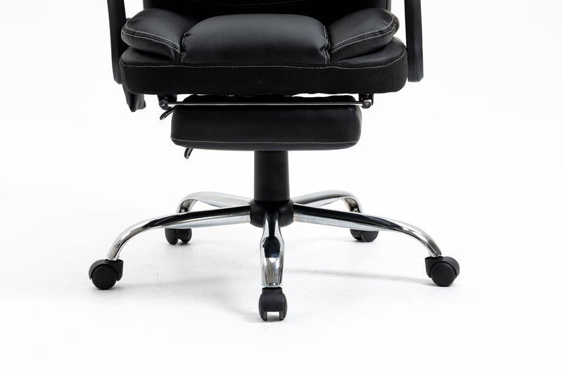 Massage Reclining Office Chair With Footrest, High Back Computer Chair Home Desk Ergonomic Executive Office Chair With Armrests, Adjustable Height - Black