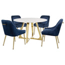 Gwynn - Round Marble Stainless Steel Dining Table - Gold