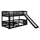 Low Bunk Bed With Slide, Fence And Ladder