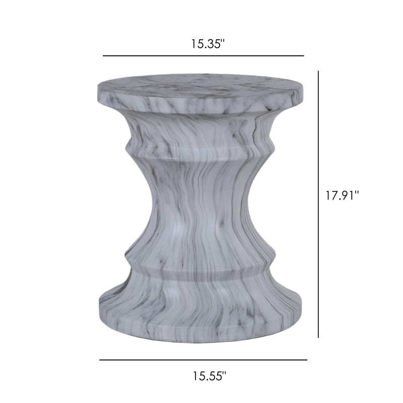 Geometric Round Outdoor End Table - Marble