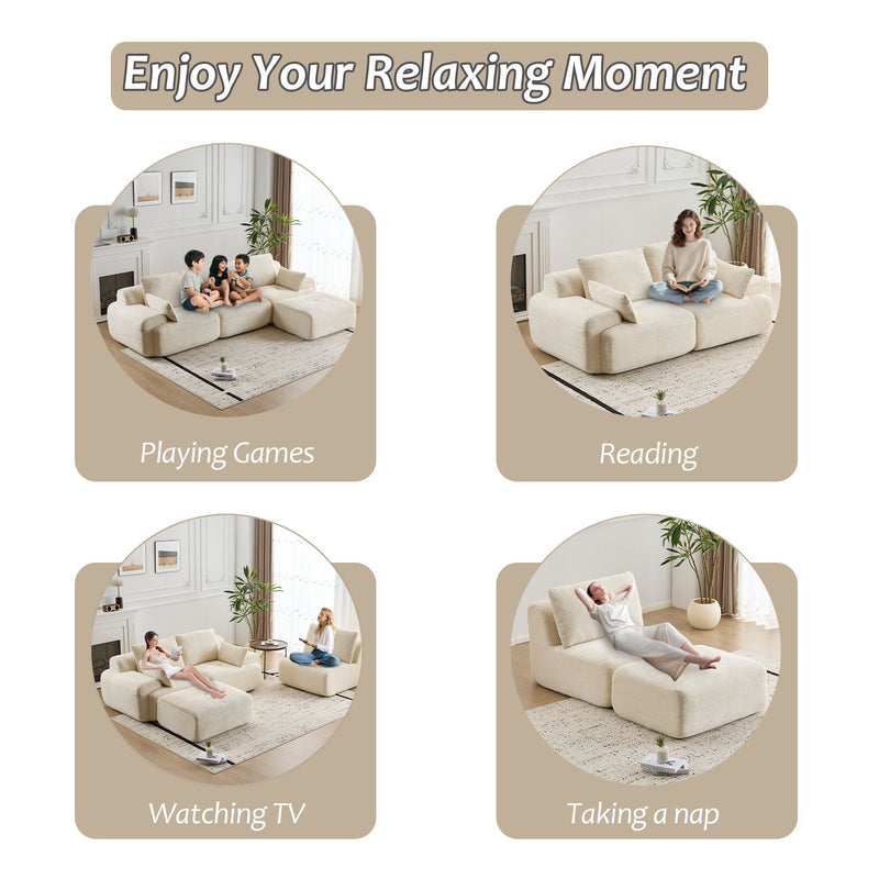 Compressed Sofa, Large Sectional Couches For Living Room - Beige