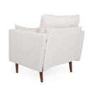 Contemporary Fabric Club Chair With Birch Wood Legs - Beige