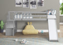 Loft Bed with Staircase, Storage, Slide, Twin size, Full-length Safety Guardrails, No Box Spring Needed, Grey (Old Sku:W504S00005)