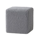 Chabani - Indoor Modern Knitted Fabric Cube Pouf Ottoman - Light Gray