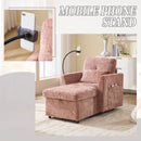Multifunctional Chenille Recliner Sofa With Storage And Phone Bracket