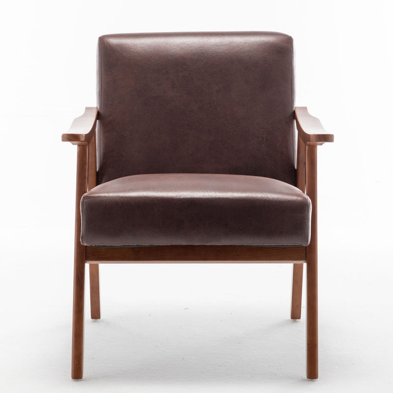 Mid Century Modern Accent Chair With Solid Wood Frame And Extra Thick Backrest
