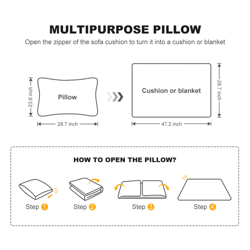 Pull Out Sofa Bed, 3 Seat Convertible Sleeper Sofa With 2 In 1 Pillow And Blanket Set