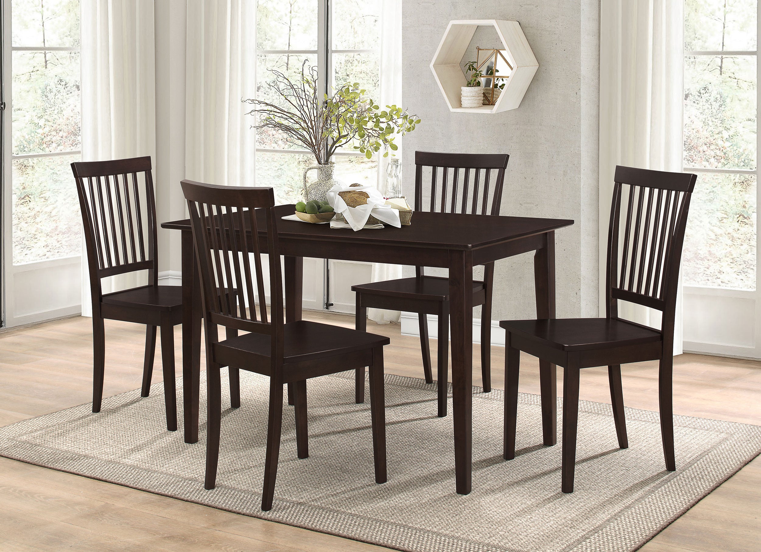 Gomez 5-piece Rectangular Dining Table Set Cappuccino — view 1