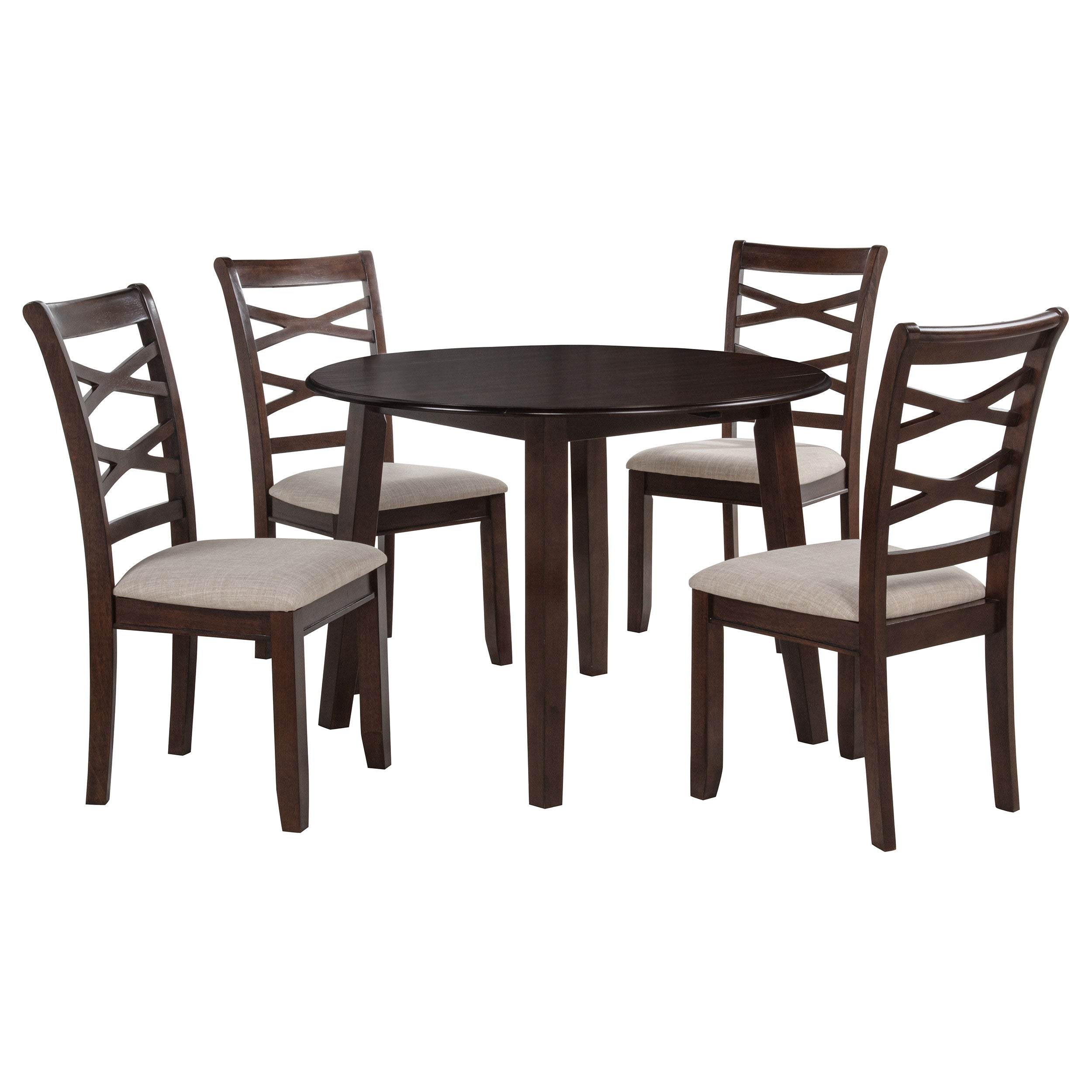 Barton 5-piece Round Wood Dining Table Set Dark Brown — view 4