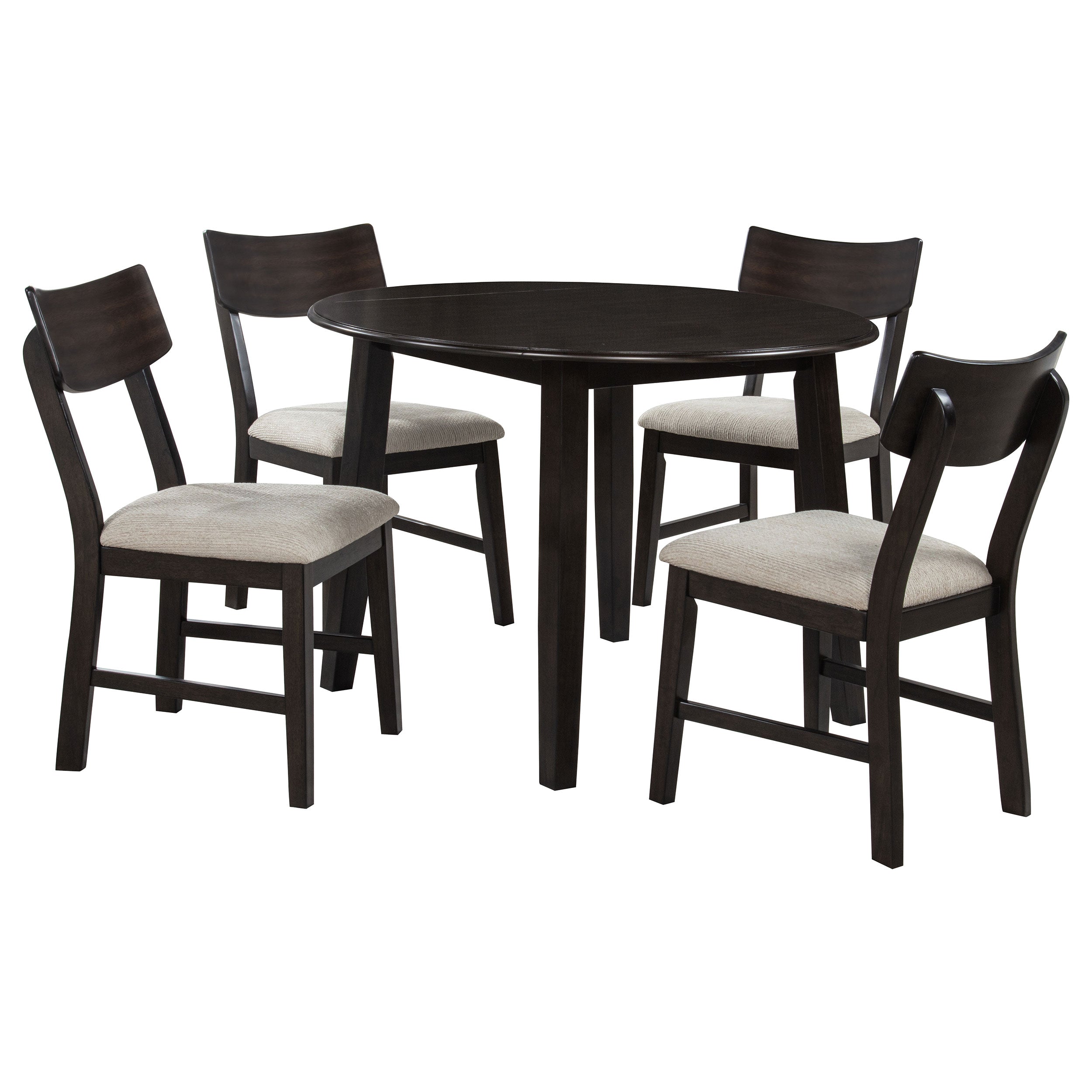 Catley 5-piece Round Drop Leaf Dining Table Set Dark Coffee — view 3