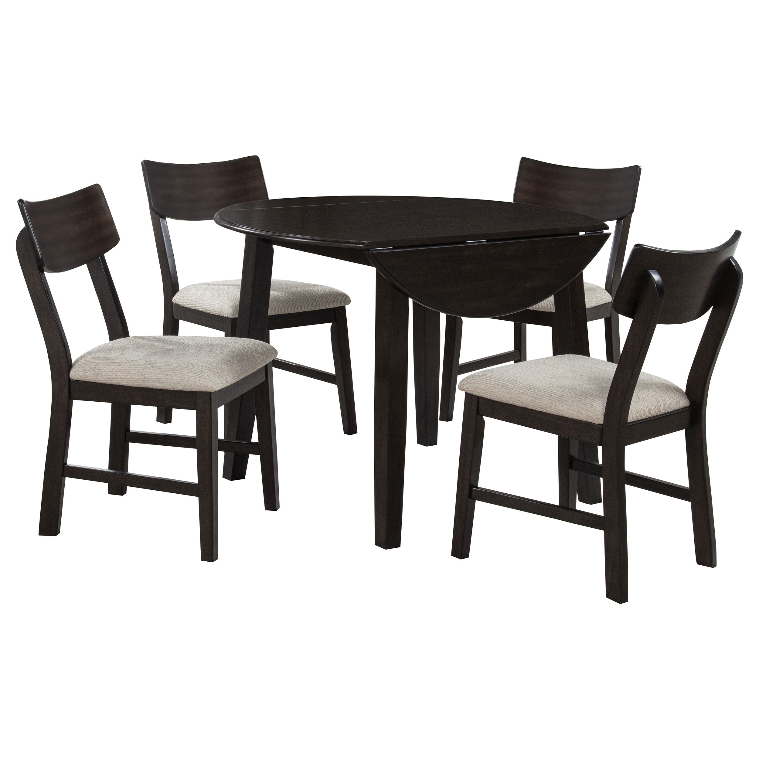 Catley 5-piece Round Drop Leaf Dining Table Set Dark Coffee — view 4