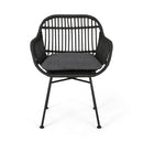 Outdoor Rattan Accent Chair With Metal Legs