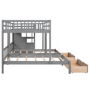Multifunctional Triple Bunk Bed With Drawers And Guardrails