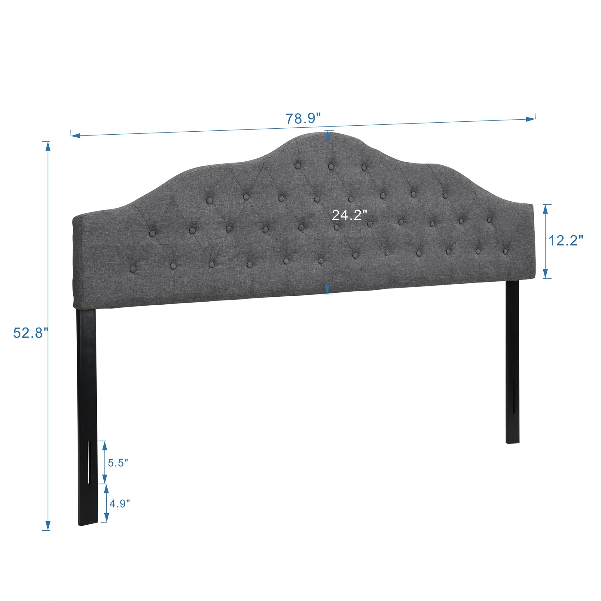 Upholstered Headboard, Adjustable Headboards for King Size Bed, Modern Breathable Fabric with buttons, Adjustable Height from 55.9" to 63.78", Grey Linen - Atlantic Fine Furniture Melbourne FL