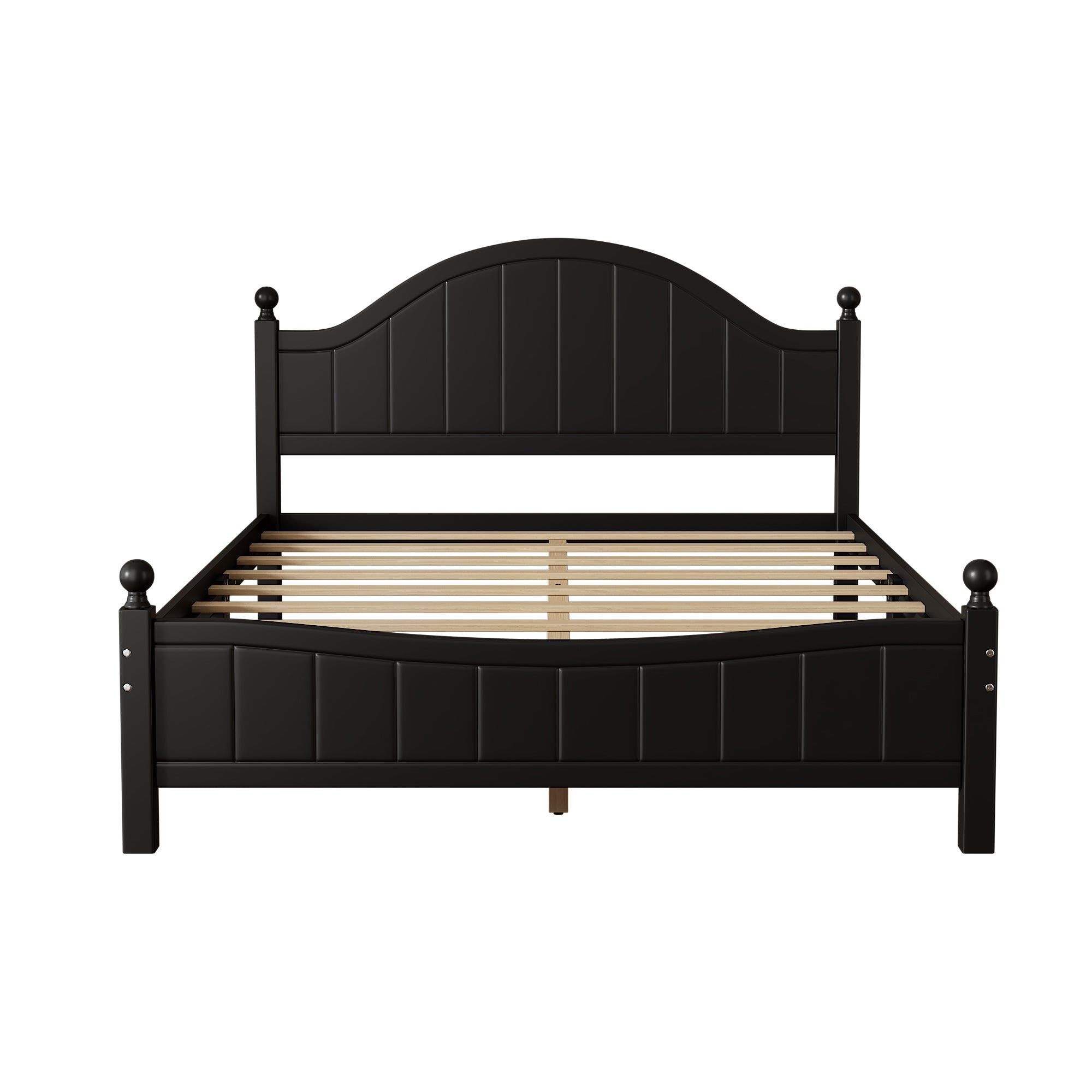 Traditional Concise Style Black Solid Wood Platform Bed, No Need Box Spring, Queen - Atlantic Fine Furniture Melbourne FL