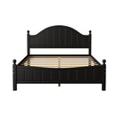 Traditional Concise Style Black Solid Wood Platform Bed, No Need Box Spring, Queen