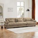 Modern Velvet Sofa With Bolstered Armrests And Pillows