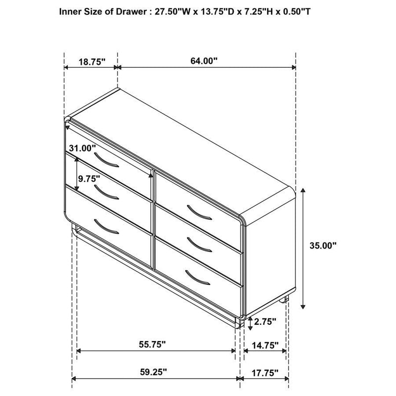 Amsbury - 6-Drawer Dresser Cabinet - Nutmeg