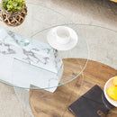 Contemporary Artistic Double Layer Coffee Table,Tempered Glass Top
