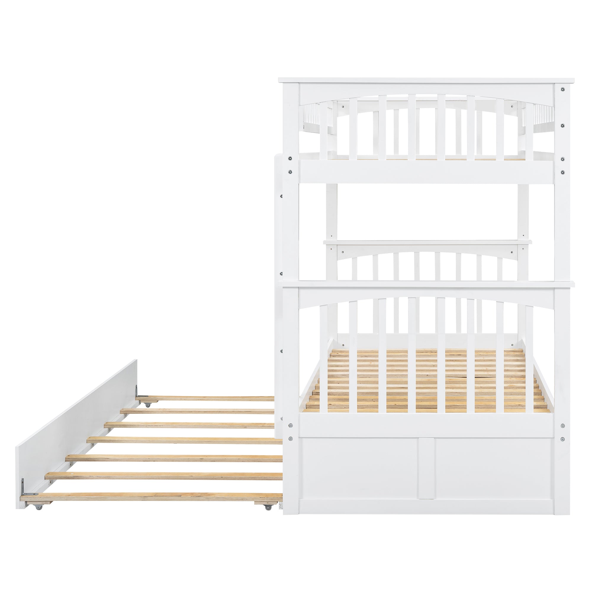 Twin over Twin Bunk Bed with Twin Size Trundle, Convertible Beds, White - Atlantic Fine Furniture Melbourne FL